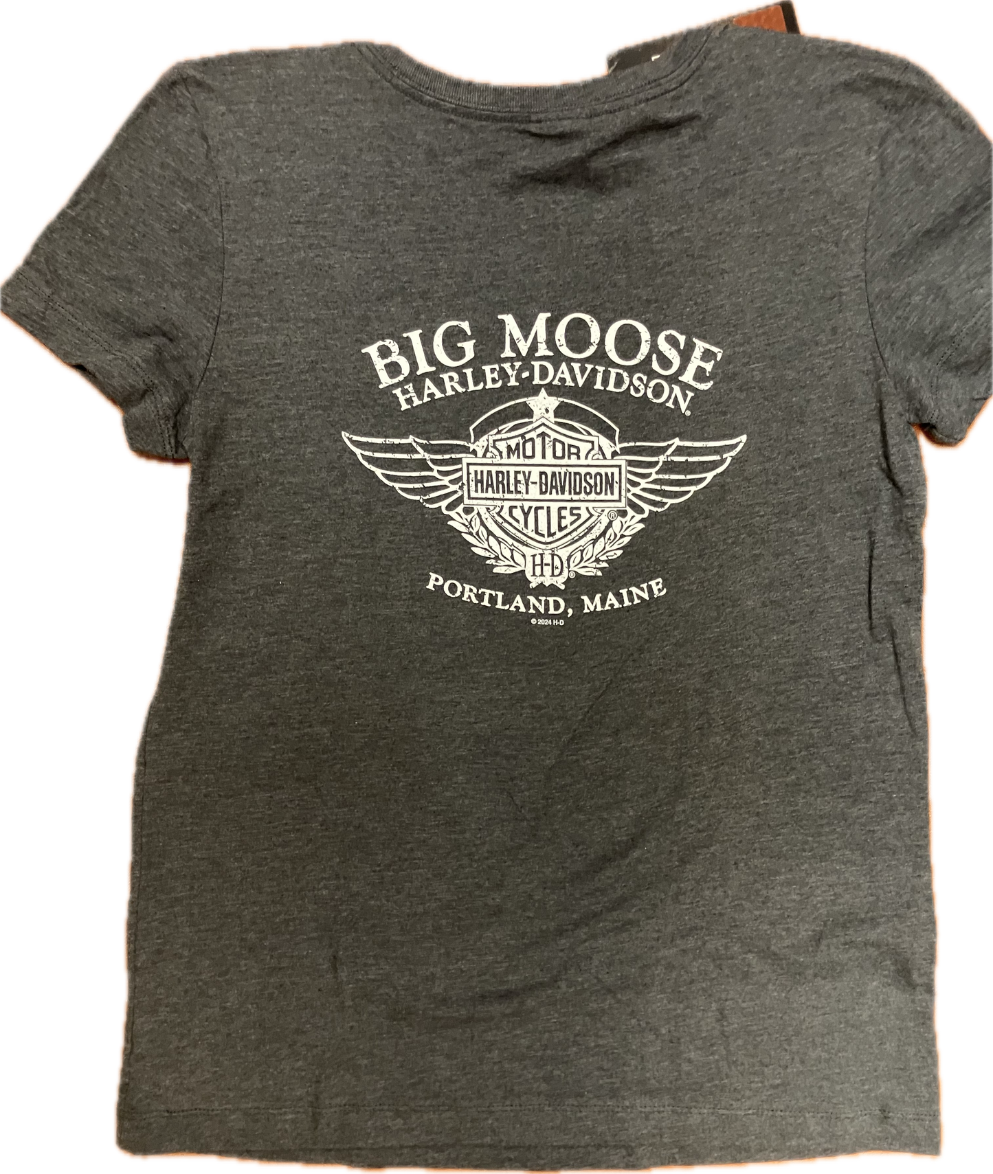 Ladies Medium Grey Big Moose Harley Davidson custom v neck short sleeve t shirt